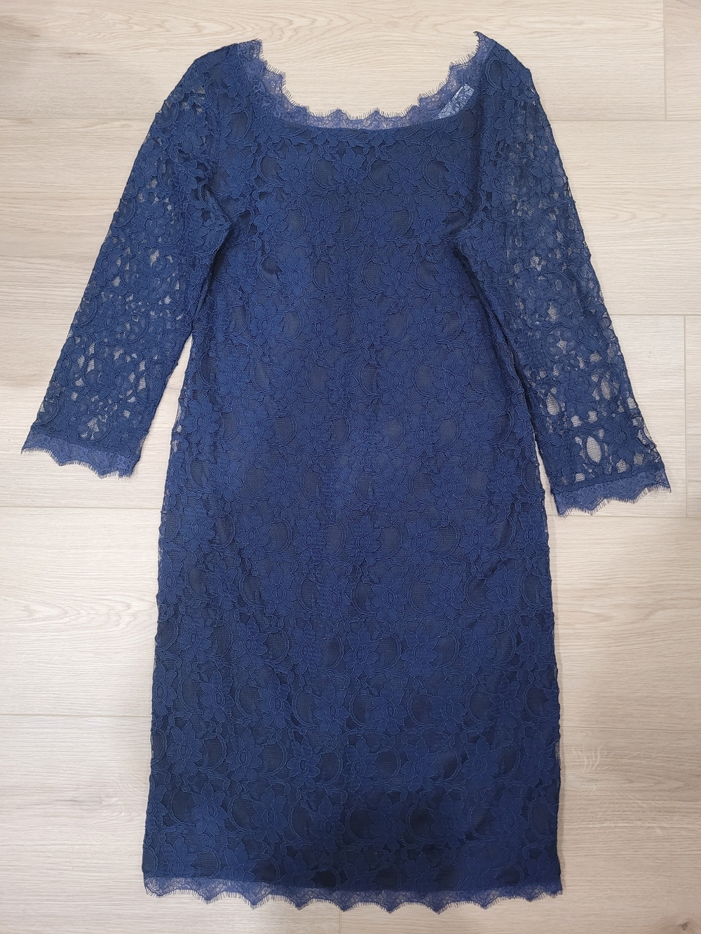 Joseph Ribkoff Navy Floral Lovely Lace Long-Sleeve Bodycon Sz 10 Dress